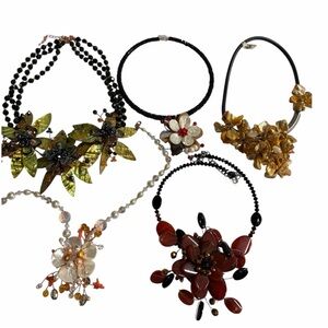 Lot of 5 Elegant Floral Jewelry Statement Necklaces Vincero +